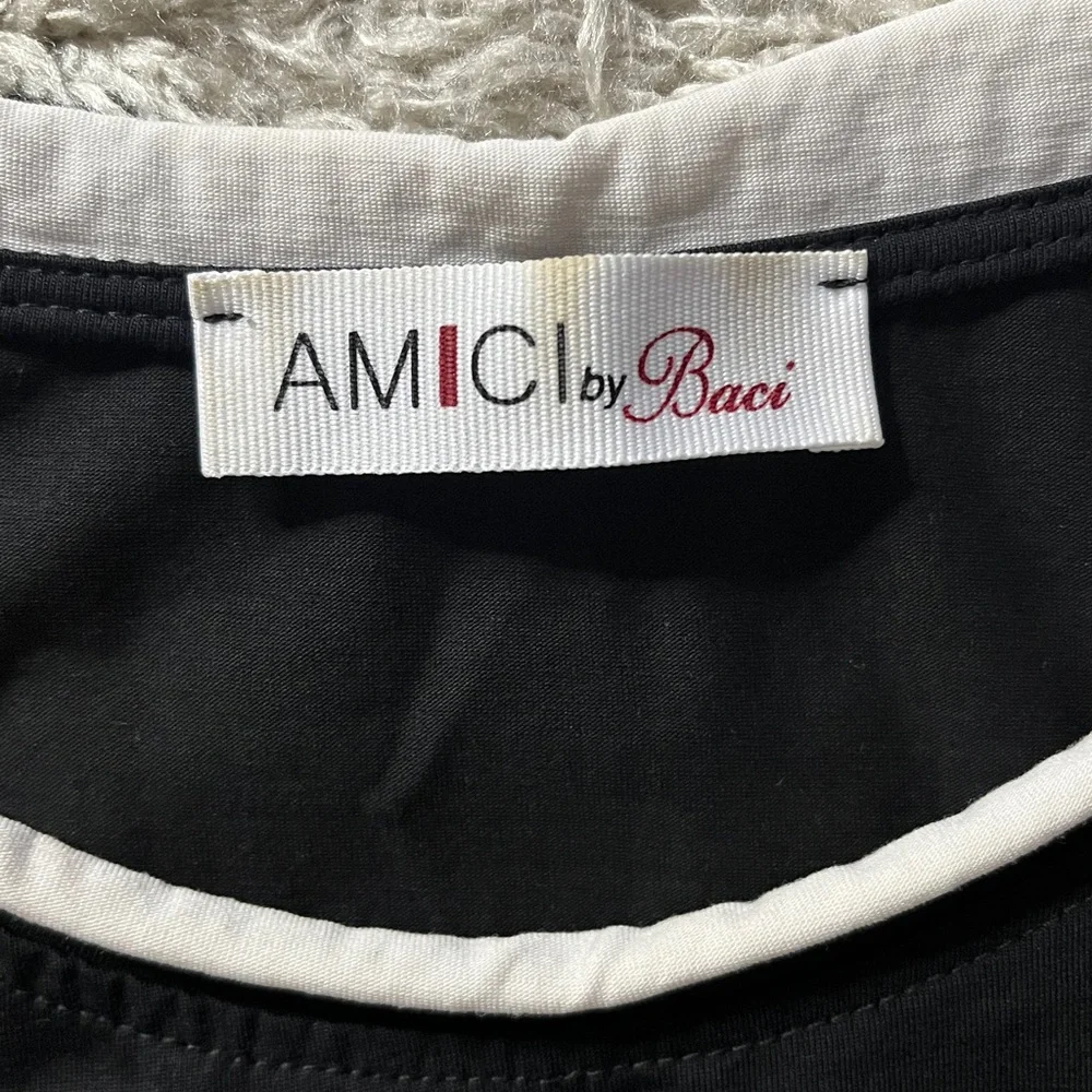 Amici by Baci size(look @ measurements) black and White Women's Top